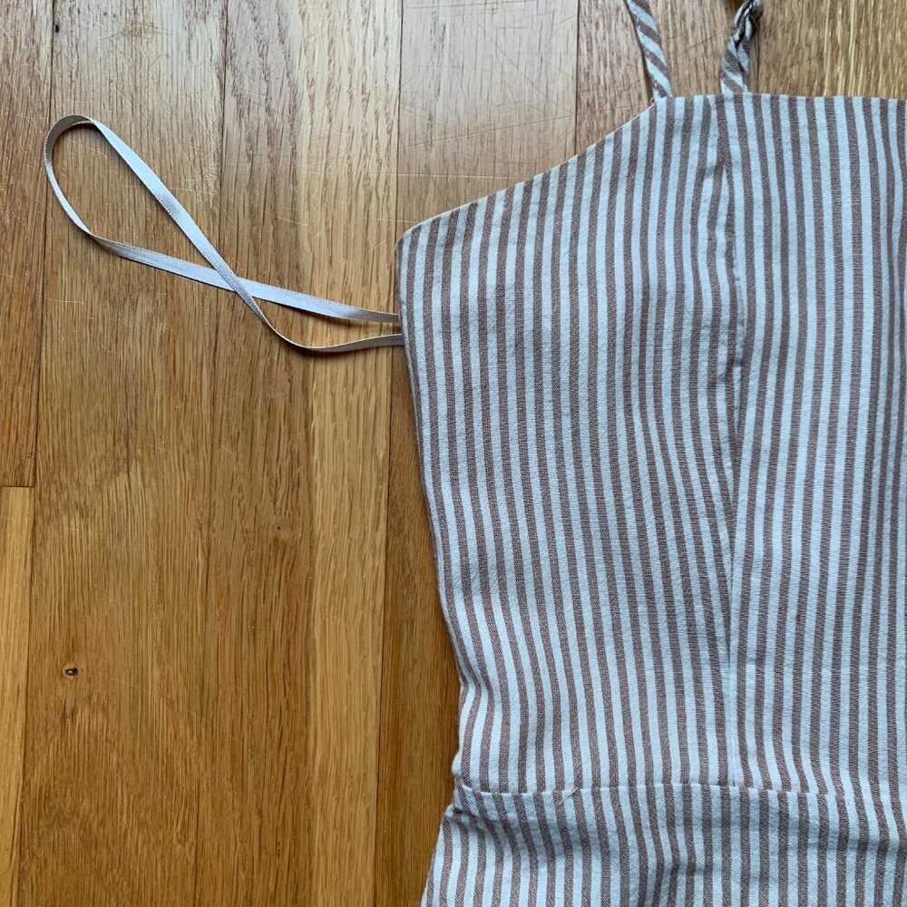 Altar'd State Striped Dress Womens Small Tan and White - Picture 5 of 15